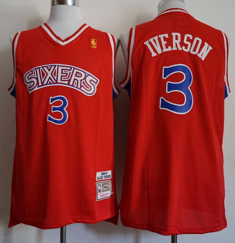 Men Philadelphia 76ers #3 Iverson Red Throwback Elite Nike NBA Jerseys->philadelphia 76ers->NBA Jersey